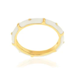 Bague plaqué or laque blanche
