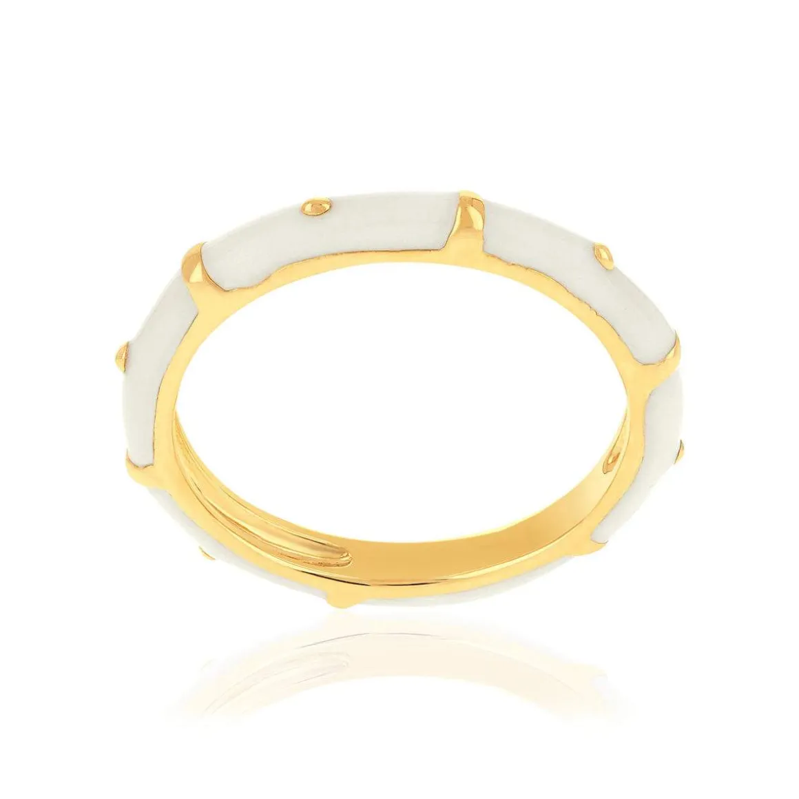 Bague plaqué or laque blanche