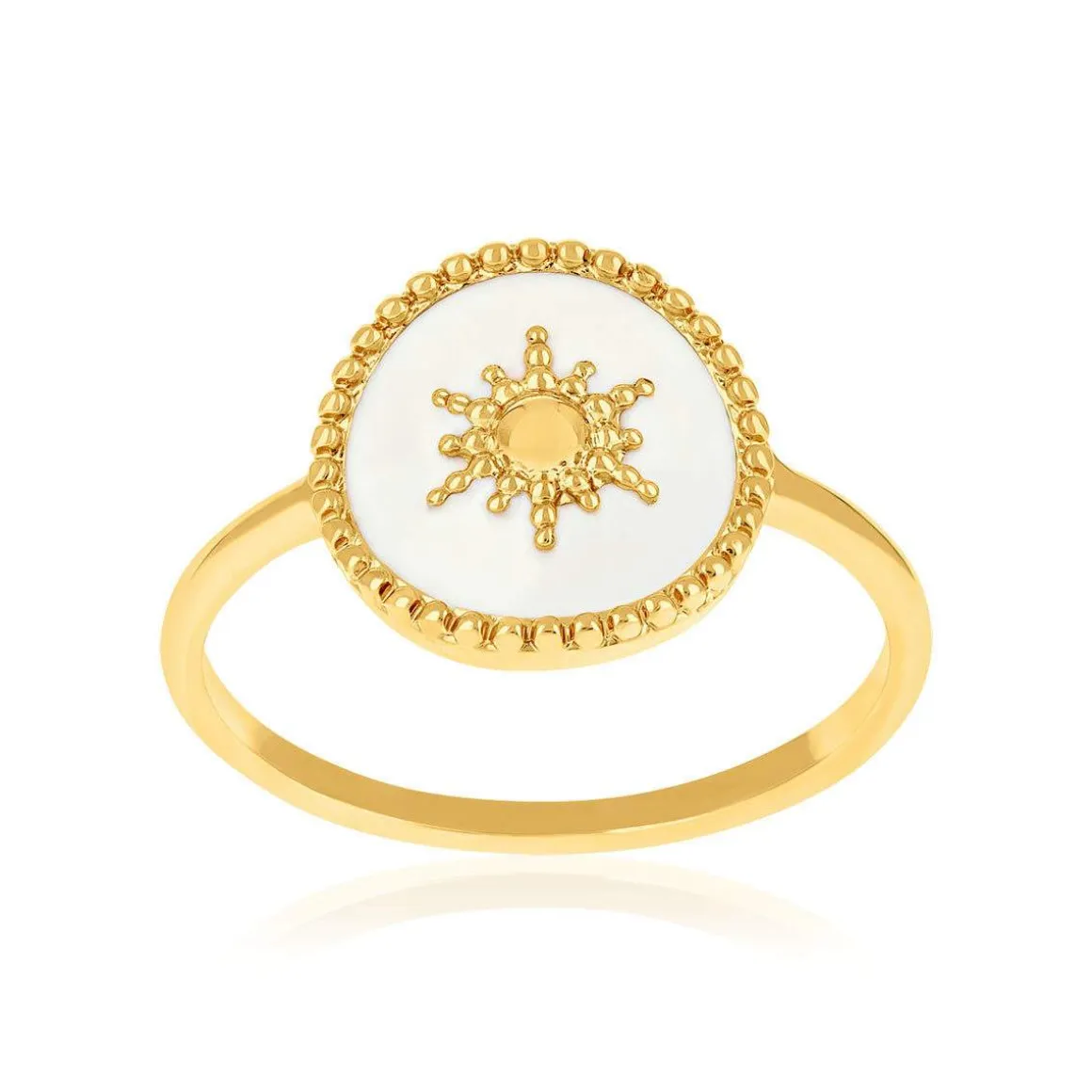 Bague plaqué or laque blanche