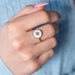 Bague plaqué or laque blanche