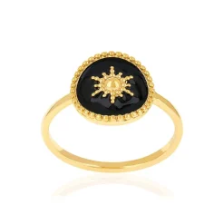 Bague plaqué or laque noire