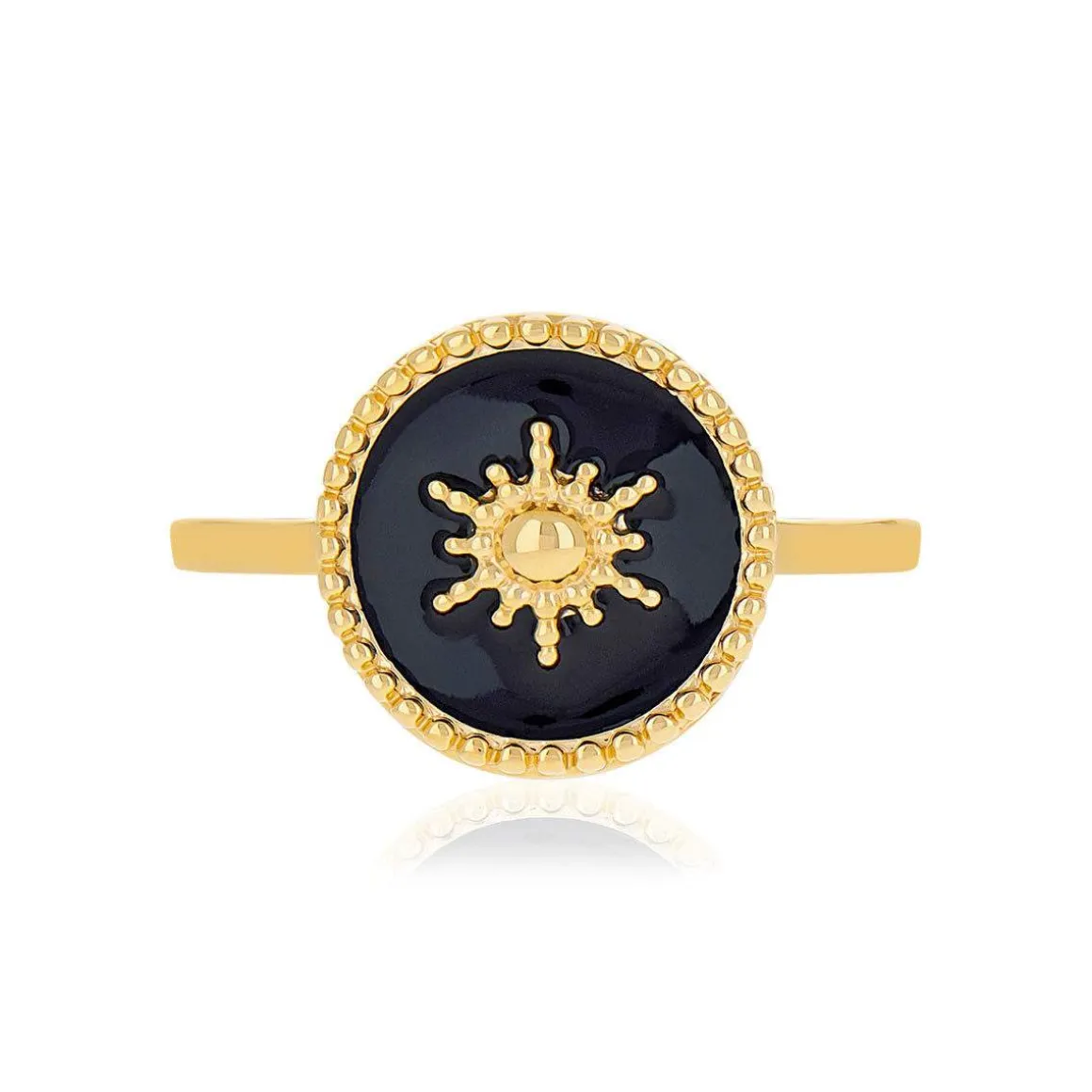 Bague plaqué or laque noire