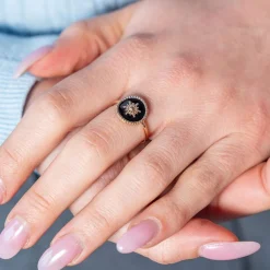 Bague plaqué or laque noire