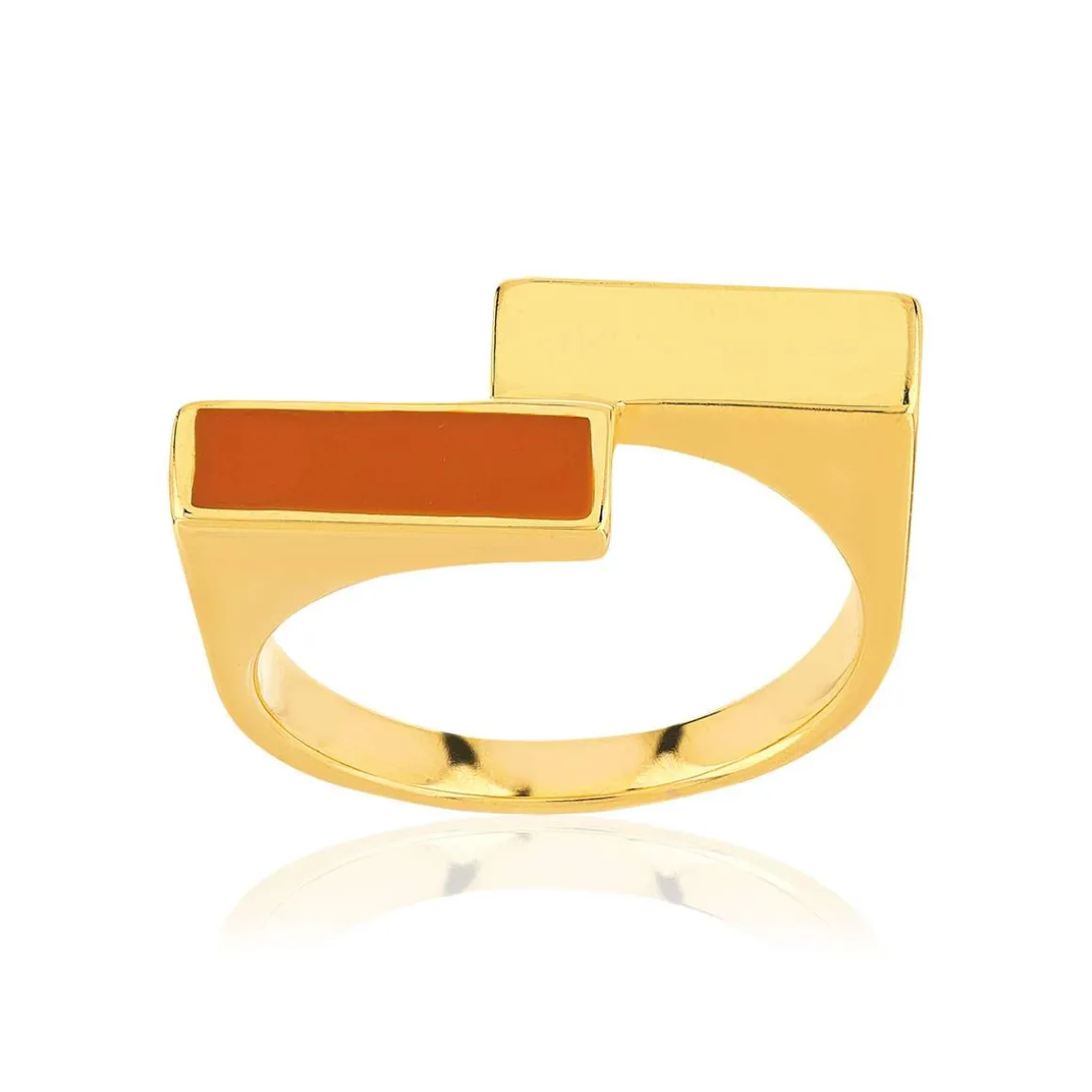 Bague plaqué or laque orange