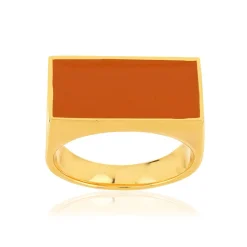 Bague plaqué or laque orange rectangulaire
