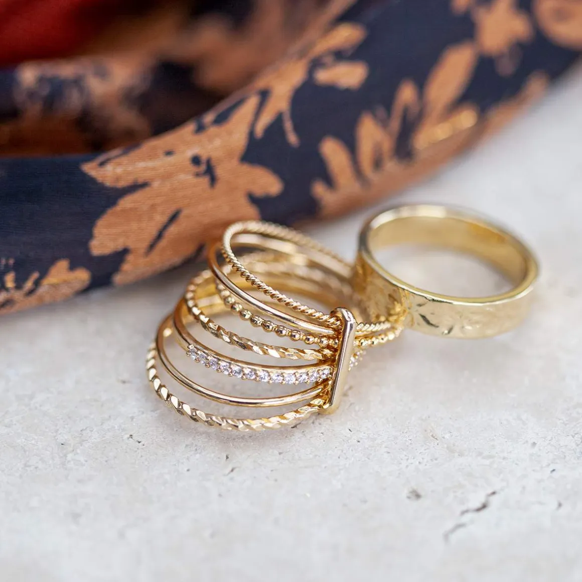 Bague plaqué or martelée