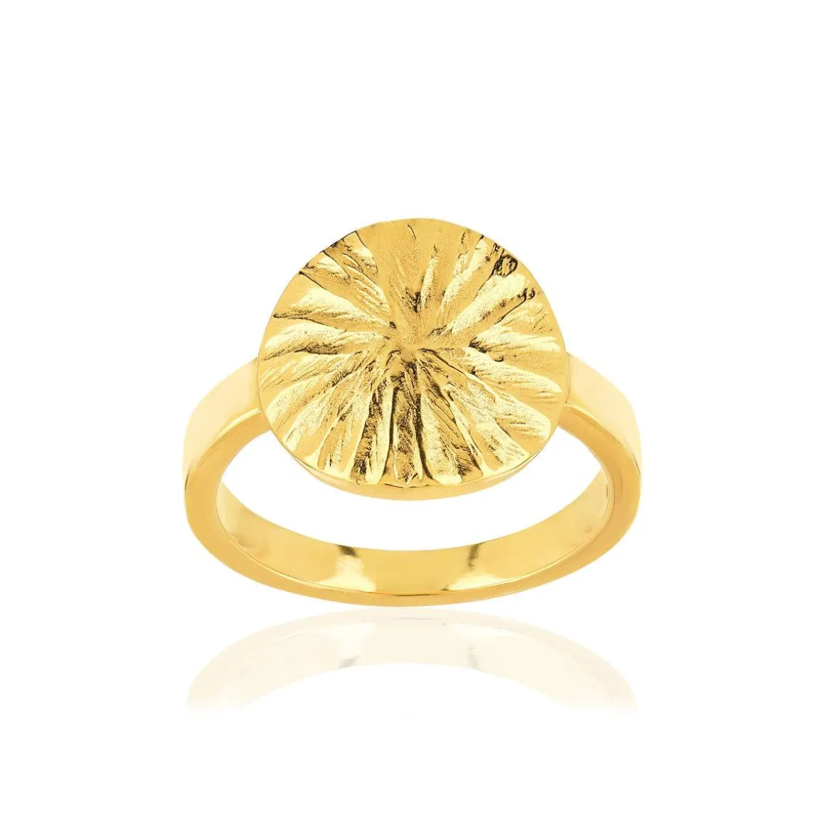 Bague plaqué or médaille martelée