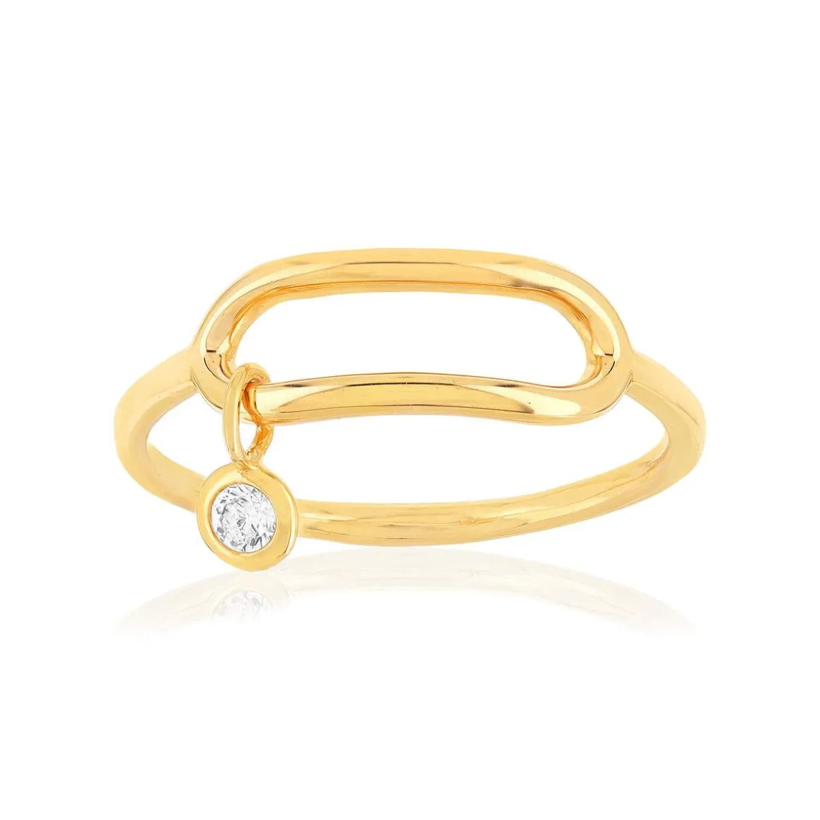 Bague plaqué or motif ovale zirconia