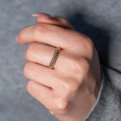 Bague plaqué or motif perlé