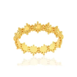 Bague plaqué or motif soleil perlé