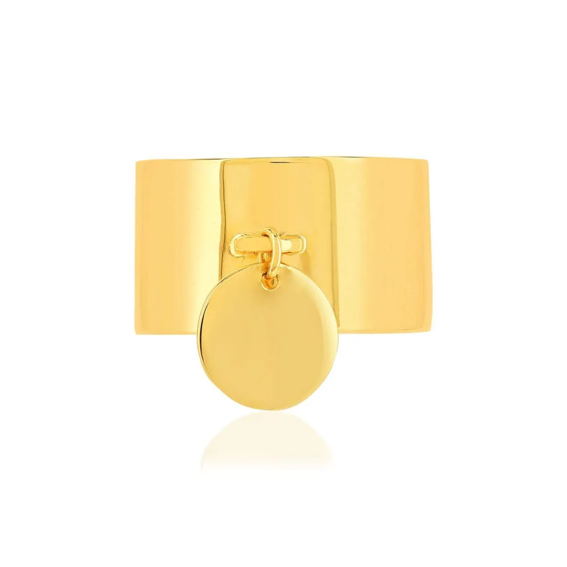 Bague plaqué or pampille disque