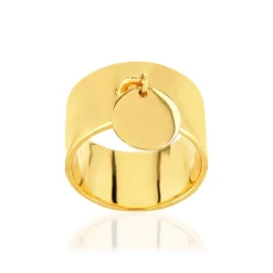 Bague plaqué or pampille disque