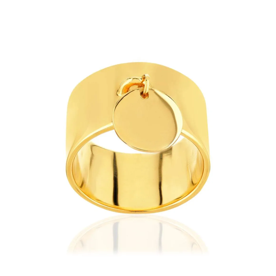 Bague plaqué or pampille disque
