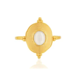 Bague plaqué or pierre de lune
