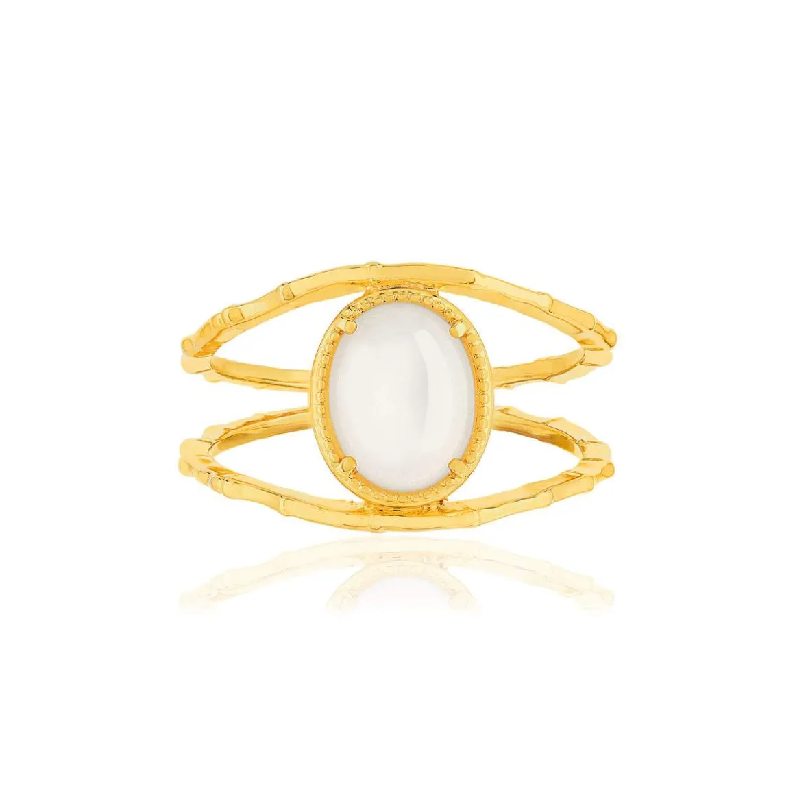 Bague plaqué or pierre de lune
