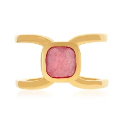 Bague plaqué or pierre naturelle rouge