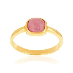 Bague plaqué or pierre naturelle rouge