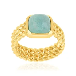 Bague plaqué or pierre naturelle verte