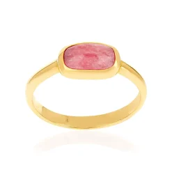 Bague plaqué or pierre naturelle rouge