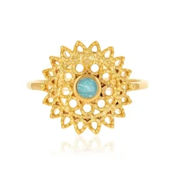 Bague plaqué or pierre naturelle verte