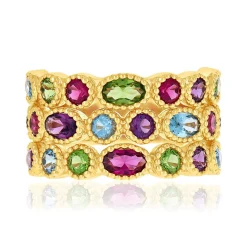 Bague plaqué or pierres synthétiques