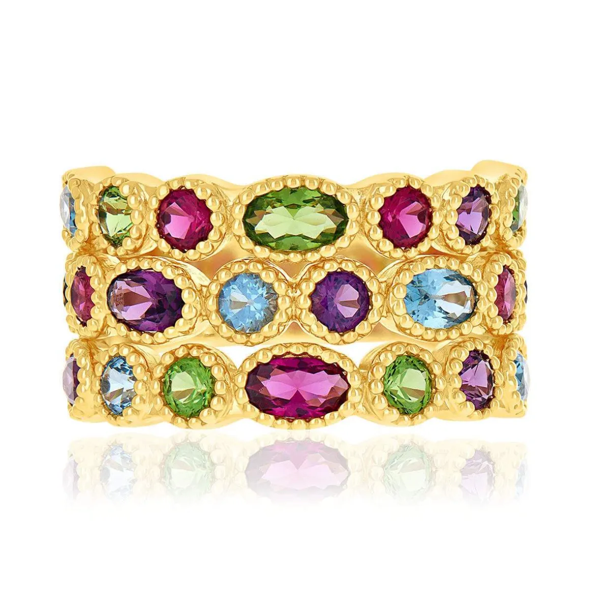 Bague plaqué or pierres synthétiques