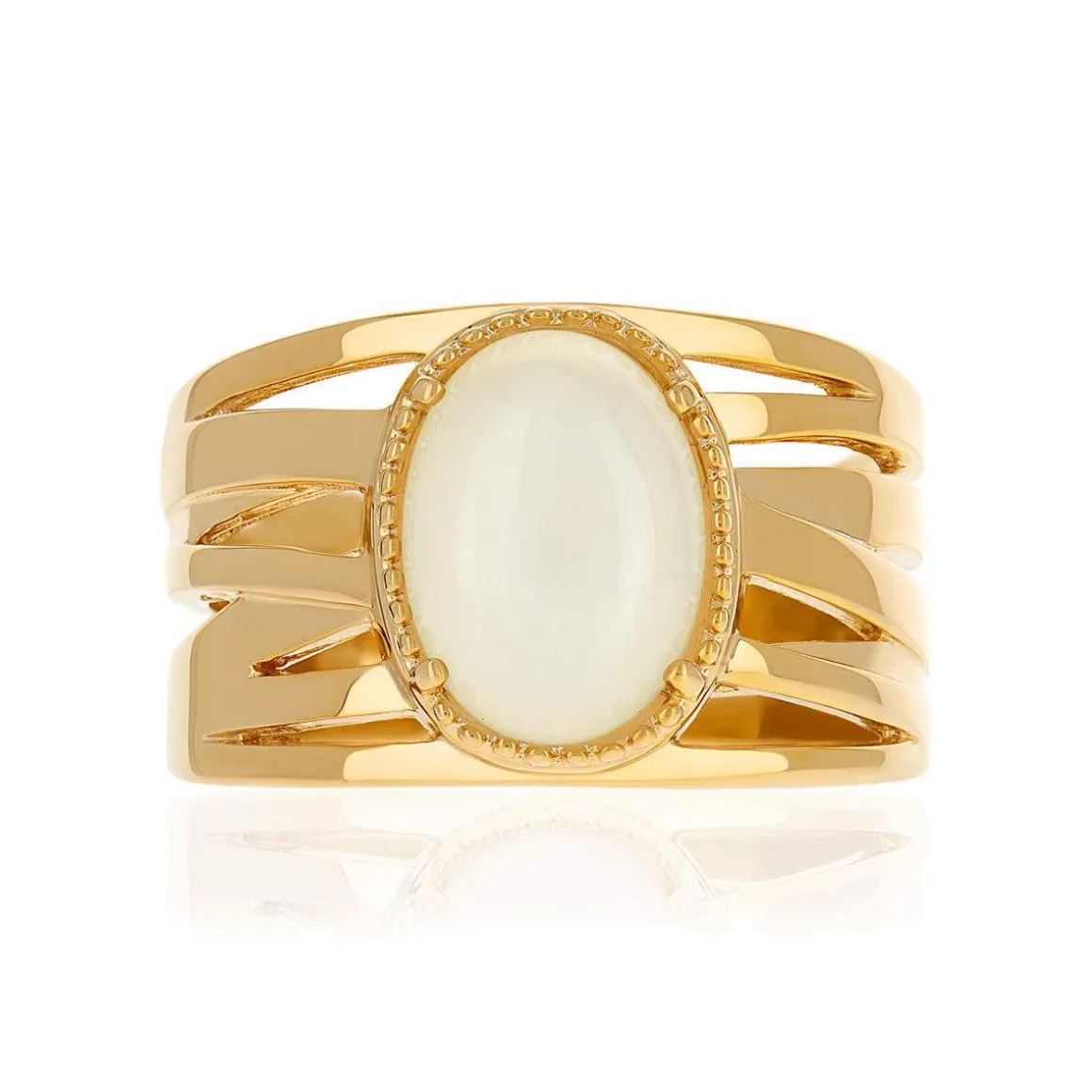 Bague plaqué or pierre synthétique blanche