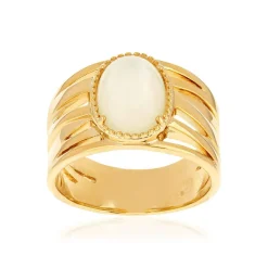 Bague plaqué or pierre synthétique blanche