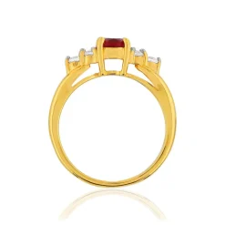 Bague plaqué or 2 tons rubis imitation et zirconias