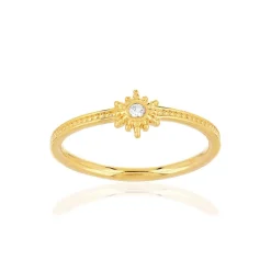 Bague plaqué or zirconia motif soleil