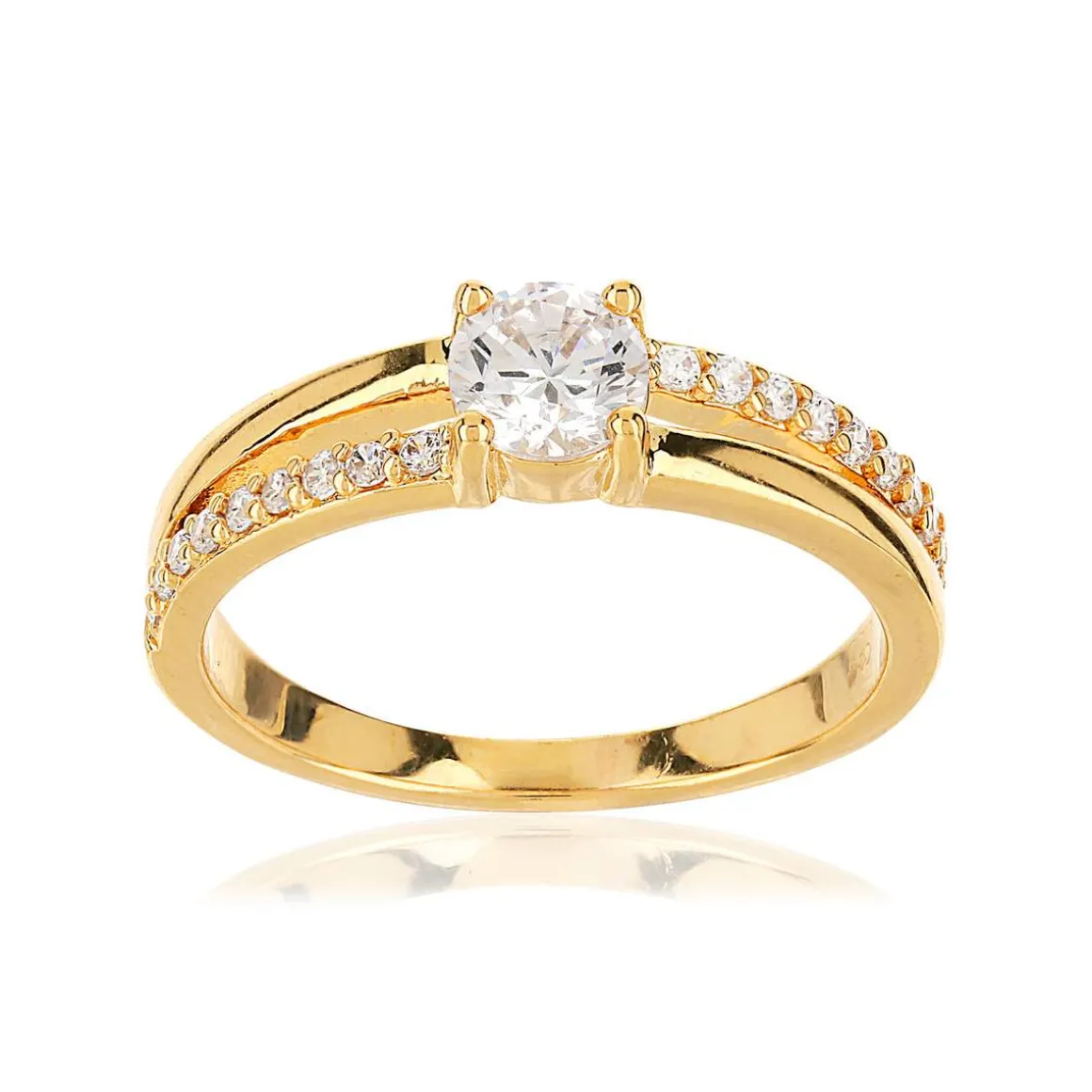 Bague plaqué or zirconias