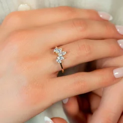 Bague plaqué or zirconias