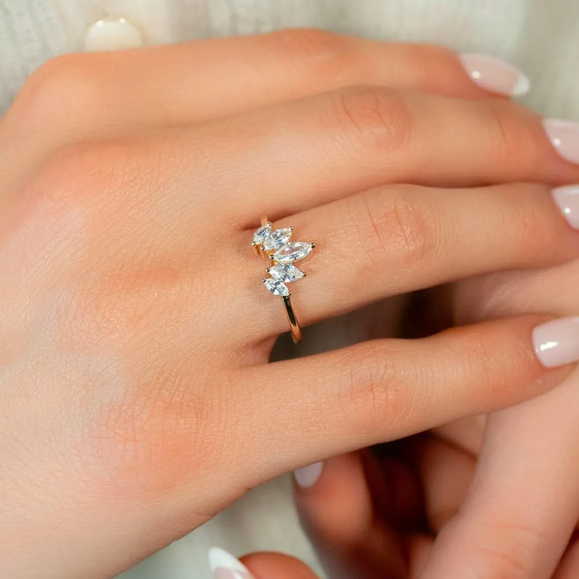 Bague plaqué or zirconias