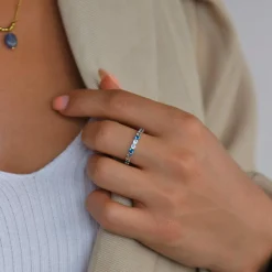 Bague plaqué or zirconias bleus