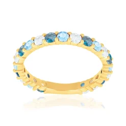 Bague plaqué or zirconias bleus
