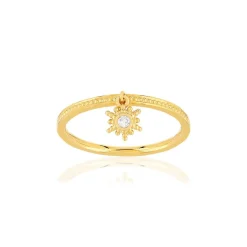 Bague plaqué or zirconias motif soleil