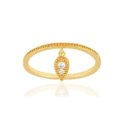 Bague plaqué or zirconias motif goutte