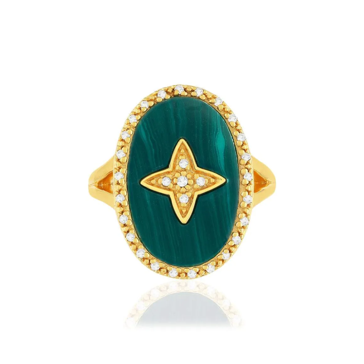 Bague plaqué or zirconias pierre imitation