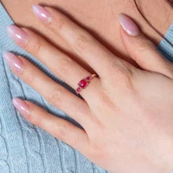 Bague plaqué or zirconias roses