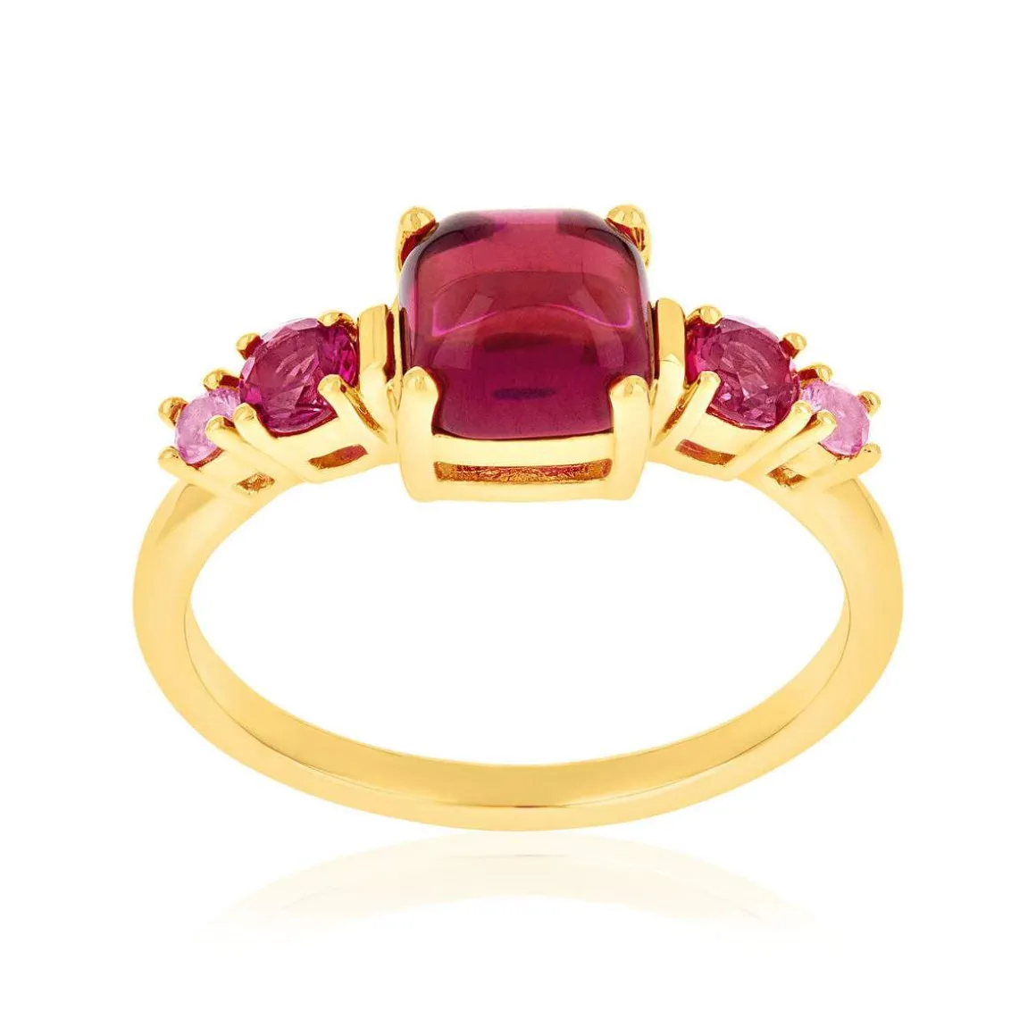 Bague plaqué or zirconias roses