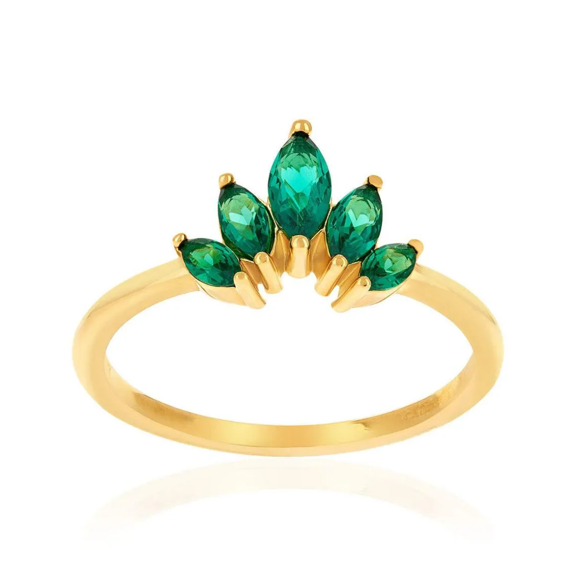 Bague plaqué or zirconias verts