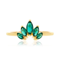 Bague plaqué or zirconias verts