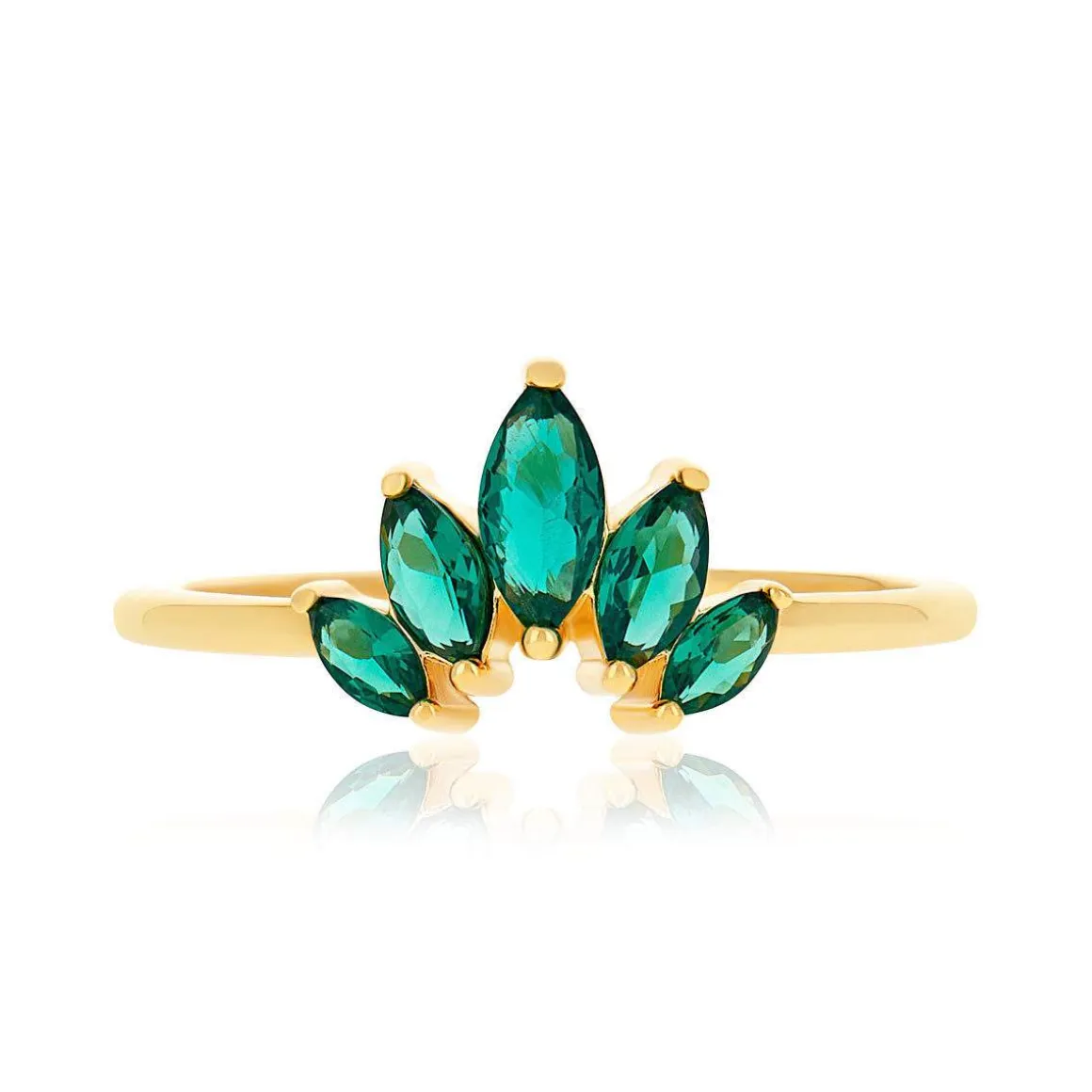 Bague plaqué or zirconias verts