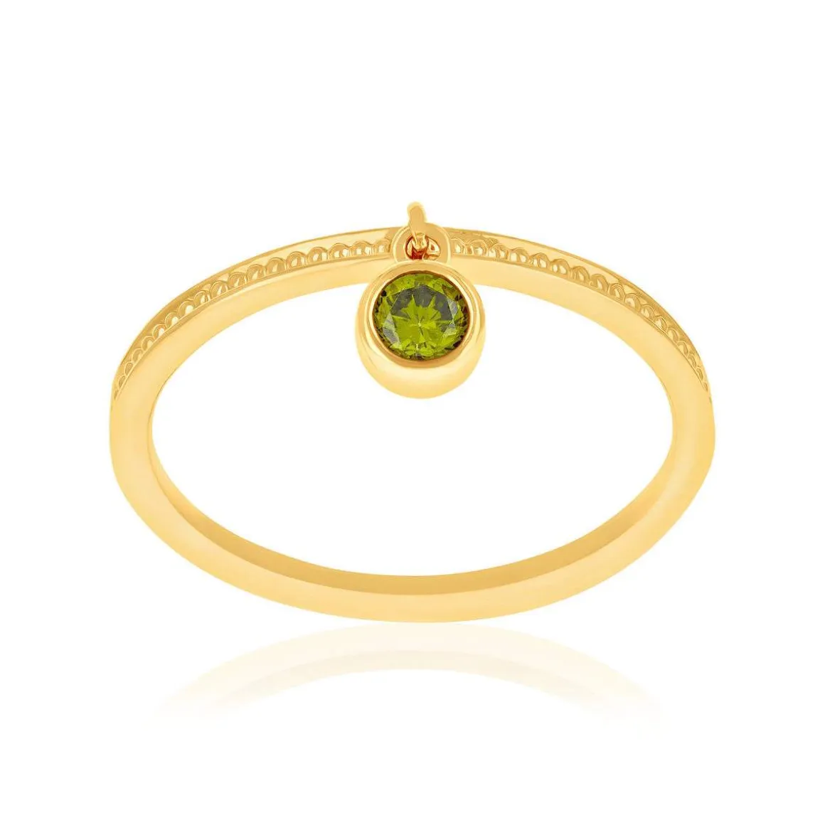 Bague plaqué or zirconia vert