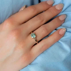Bague plaqué or zirconia vert