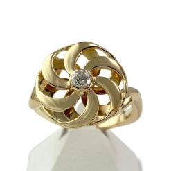 Bague PORCHET d'occasion or 750 jaune fleur diamant