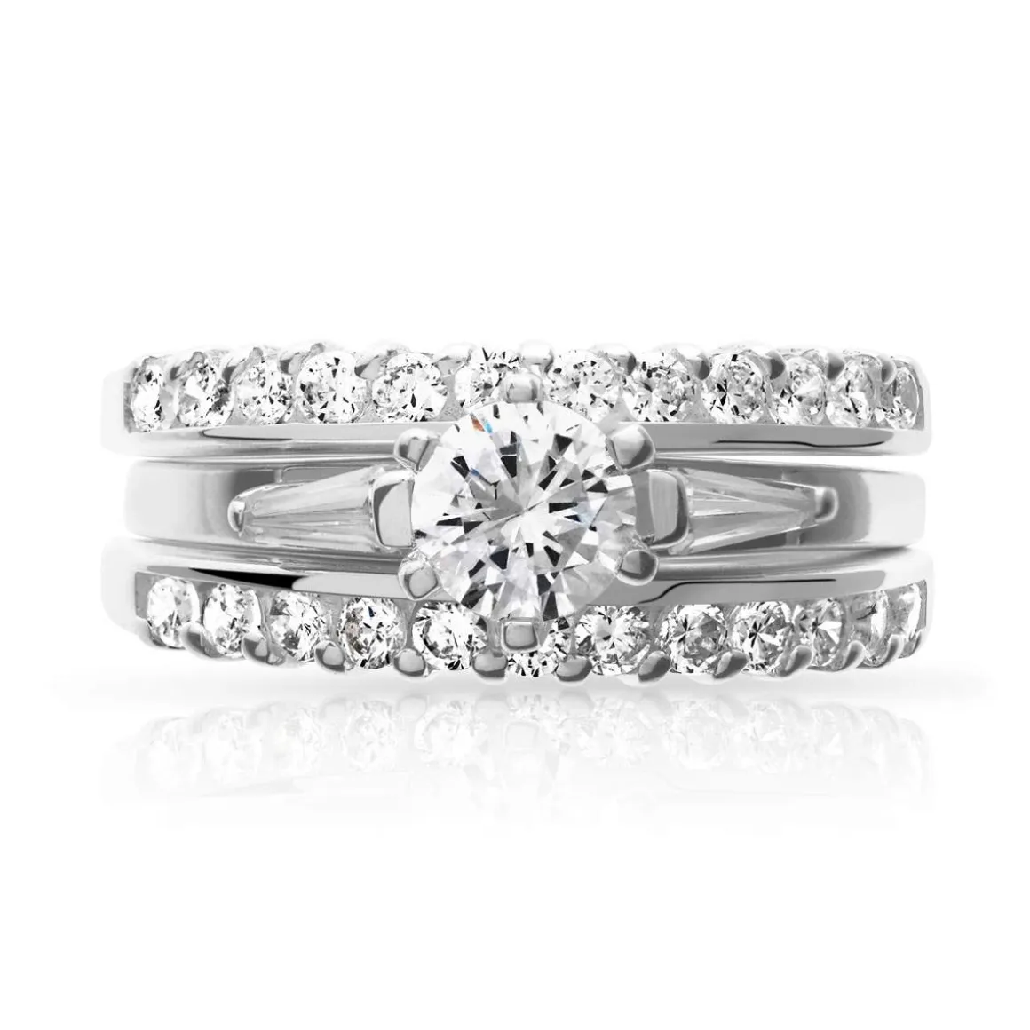 3 bagues argent 925 zirconias