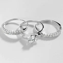 3 bagues argent 925 zirconias