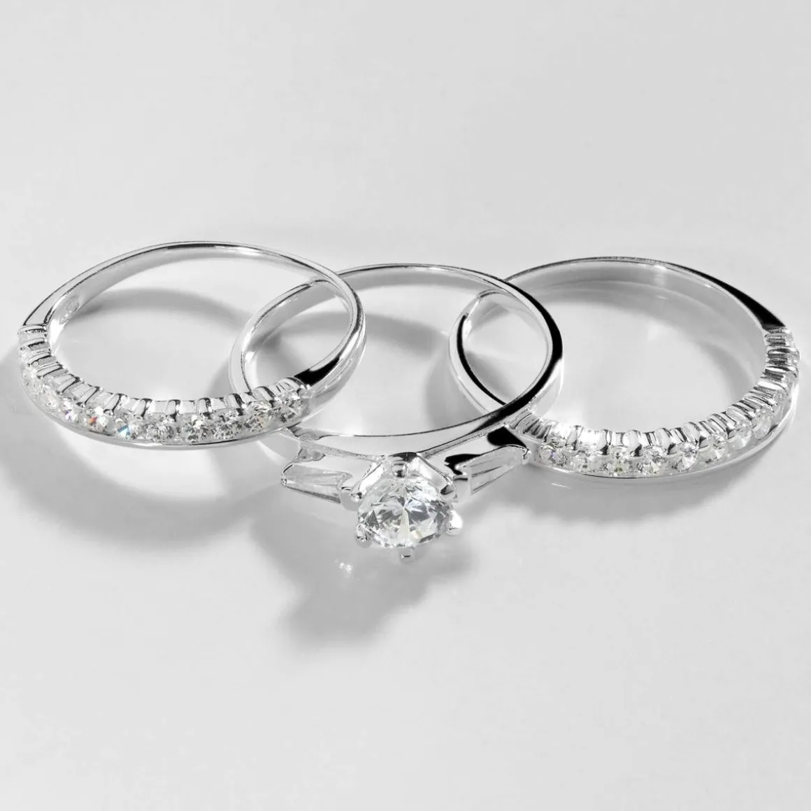 3 bagues argent 925 zirconias