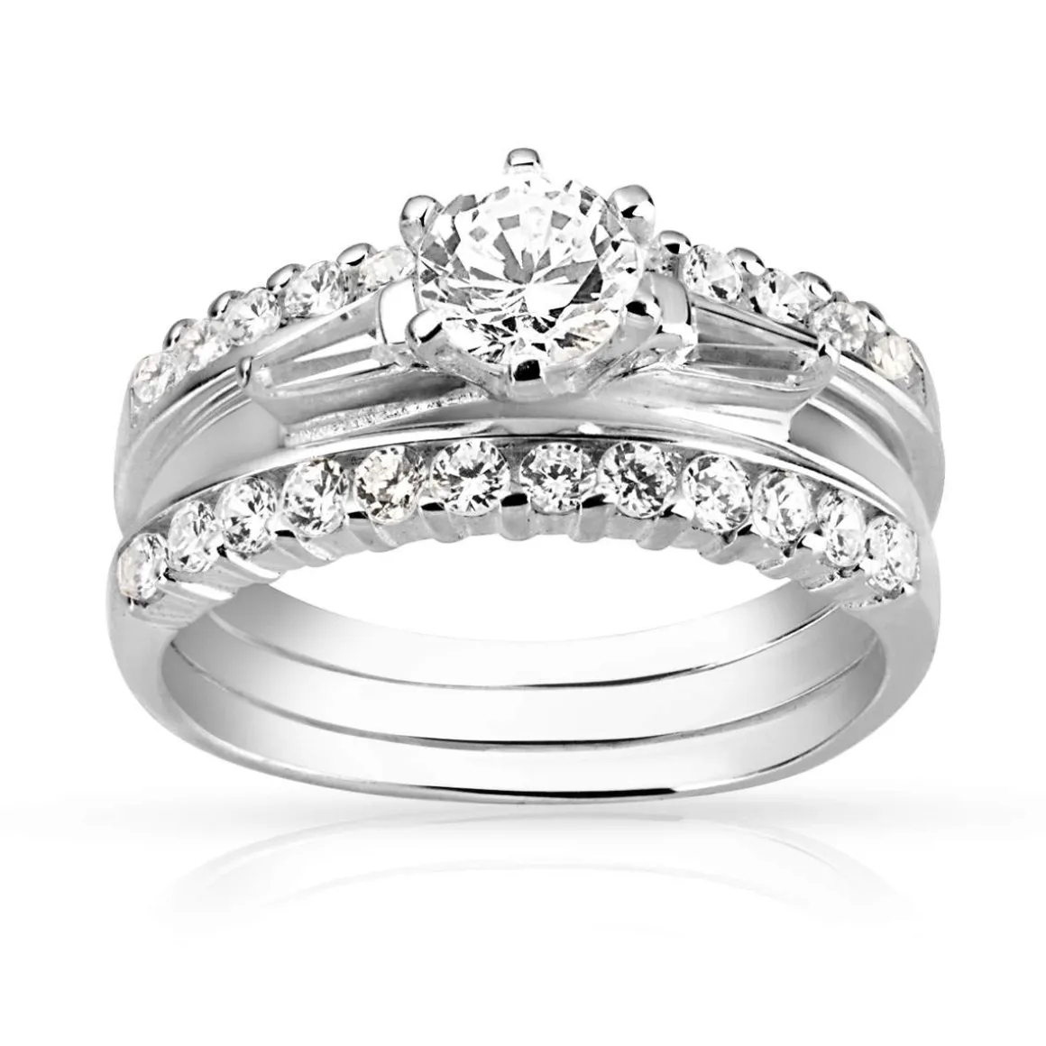 3 bagues argent 925 zirconias